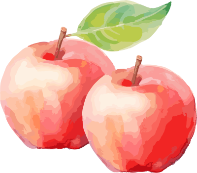 两个色彩缤纷的水彩苹果插图素材