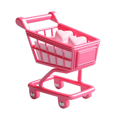 透明背景粉色购物车玩具3D系列素材
