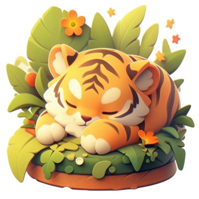 草丛中睡觉的老虎创意设计插画