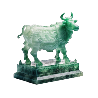 高清晰度的玉质雕刻牛创意设计素材