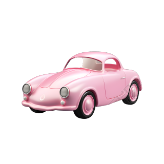 3D图标粉色系小车高清透明背景素材