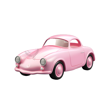 3D图标粉色系小车高清透明背景素材