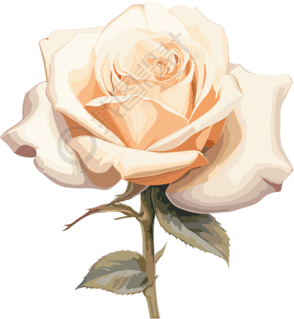 一支白玫瑰插画图形素材