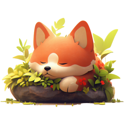 红色小狐狸睡觉设计素材