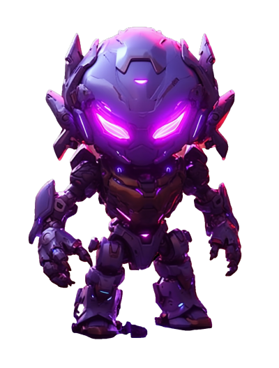 紫光帽子的紫色机器人动漫角色PNG图形素材