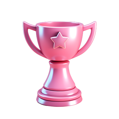 工作室粉色奖杯3D图标素材
