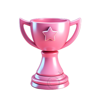 工作室粉色奖杯3D图标素材