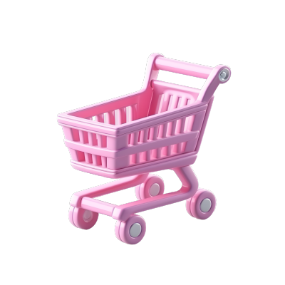 玩具购物车粉色系3D图标素材