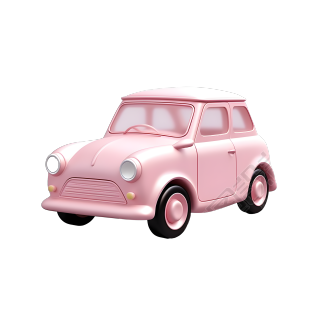 粉色小汽车玩具3D图标素材