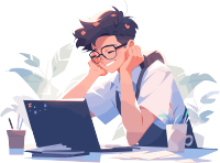 快乐学习的男同学插画