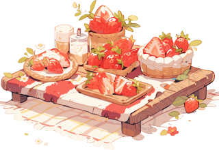 户外野餐美味的草莓素材