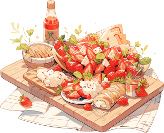 美味的草莓精致的野餐垫素材