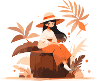 戴帽子的水果女孩透明背景插画