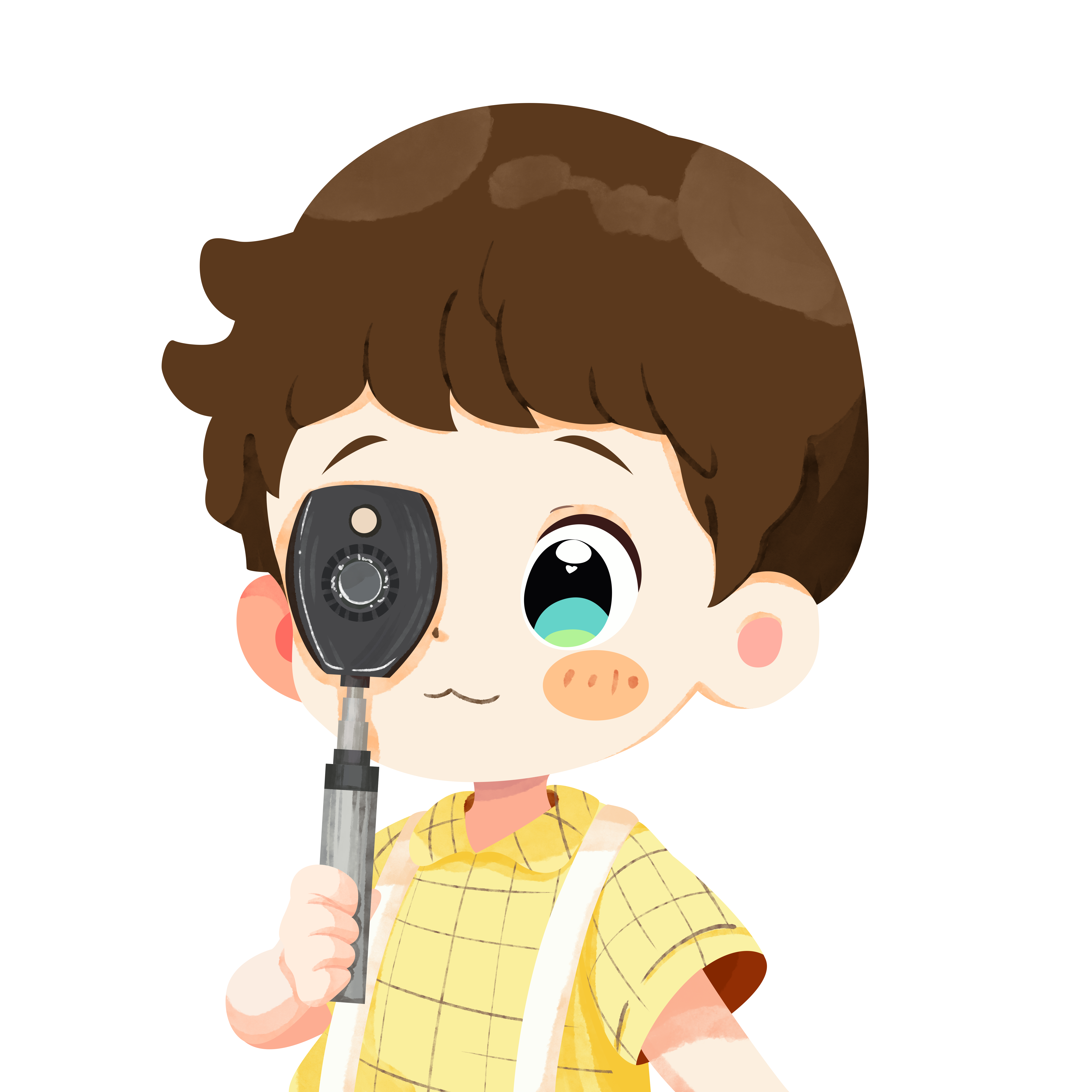 小朋友视力检查透明背景插画