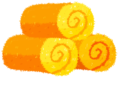 黄橙橙的草垛卡通风格插画PNG