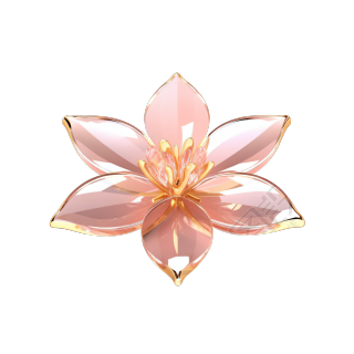 茜素粉金3D立体花朵插画