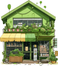 彩色动漫风格的冷饮店插画