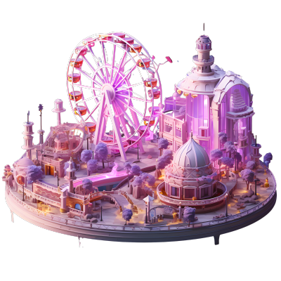 浪漫粉紫主题公园3D模型素材