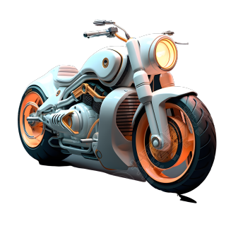 数字构成主义风格的摩托车3D素材