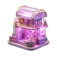 浪漫购物中心紫色灯光3D渲染插画
