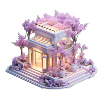 透明背景粉紫色建筑高清PNG图形素材