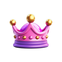 粉紫金三色皇冠3D插画素材