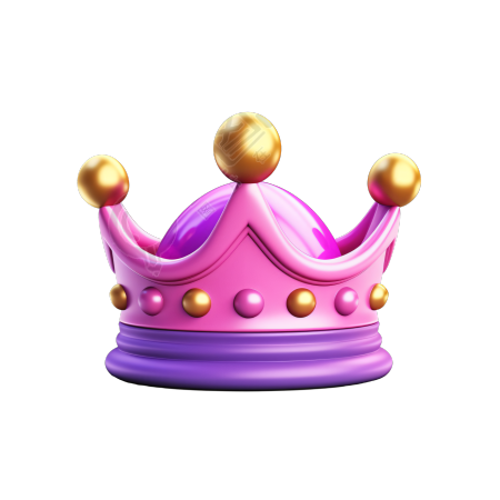 粉紫金三色皇冠3D插画素材