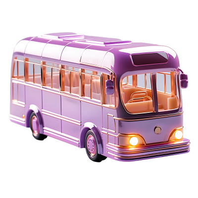 粉红公交模型透明背景插画
