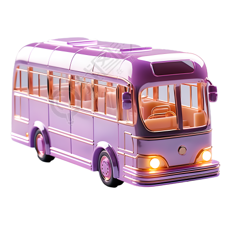 粉红公交模型透明背景插画