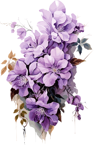 透明背景轻紫色花朵商用插画