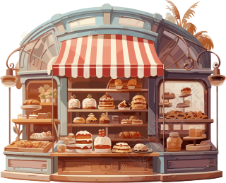 美味糕点店铺可爱插画设计元素