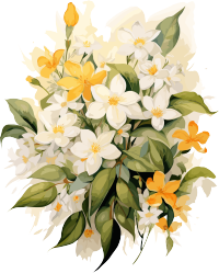 茉莉花束水彩插画