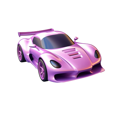 3D粉紫色玩具跑车商用素材