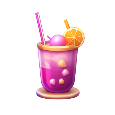 粉紫金可爱简洁的冷饮3D插画