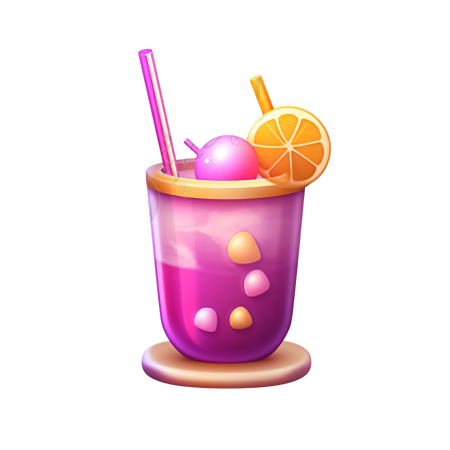 粉紫金可爱简洁的冷饮3D插画