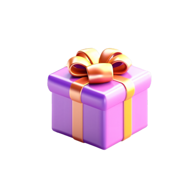 3D立体粉紫金礼盒插画