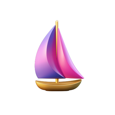 粉紫金帆船3D图形素材