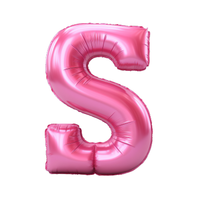 白色背景粉色充气字母气球插画