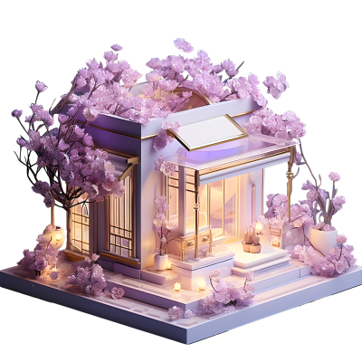 创意建筑粉紫色插图