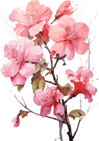 粉色花朵水彩画风格素材