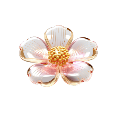 奢华外观的浅粉金花朵图标插画