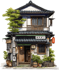逼真风格的建筑水彩画素材