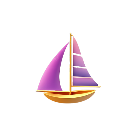 透明背景紫色帆船3D物品图标素材