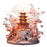 梦幻蝴蝶塔楼PNG素材