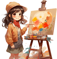 小女孩绘画插画艺术设计