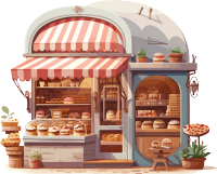 可商用糕点店铺透明背景插画
