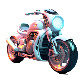 粉色风格的卡通摩托车3D动画素材