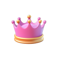 粉色皇冠可爱精简3D物品素材