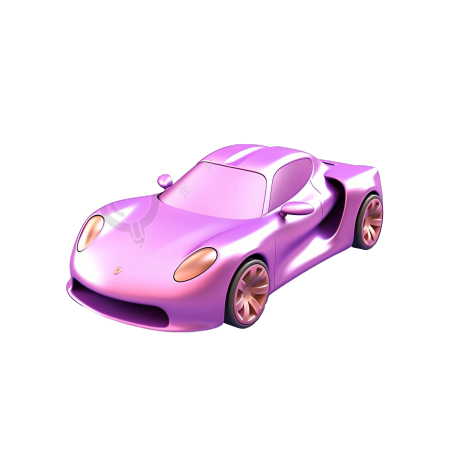 创意设计粉紫金跑车3D物品图标素材