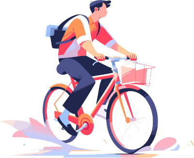 全身运动风格的山地自行车手插画